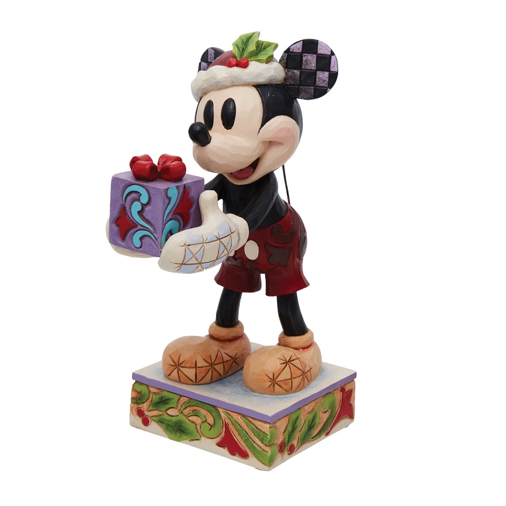 "Secret Santa" Santa Mickey Holding Present  - Disney Traditions By Jim Shore