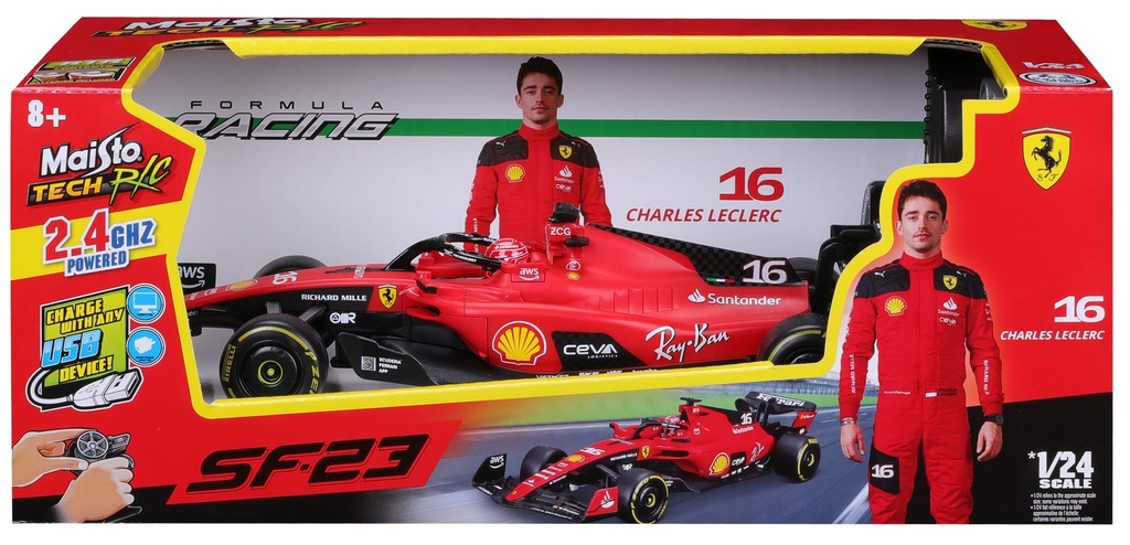 Maisto RC F1 Ferrari SF-23 1:24 - Charles Leclerc 2023 Car (#16) (#47082357)