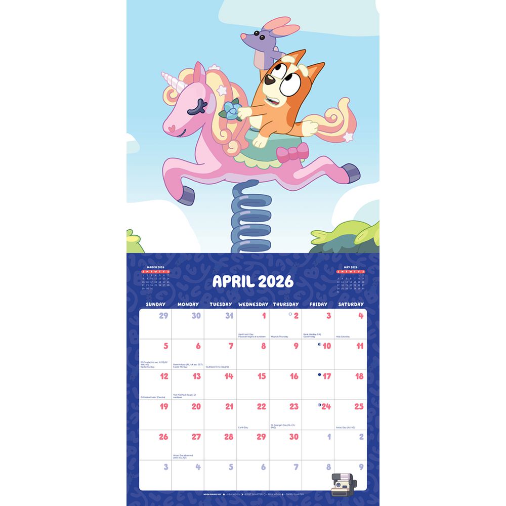 2026 Bluey Square Wall Calendar - BrownTrout (Official with Stickers)