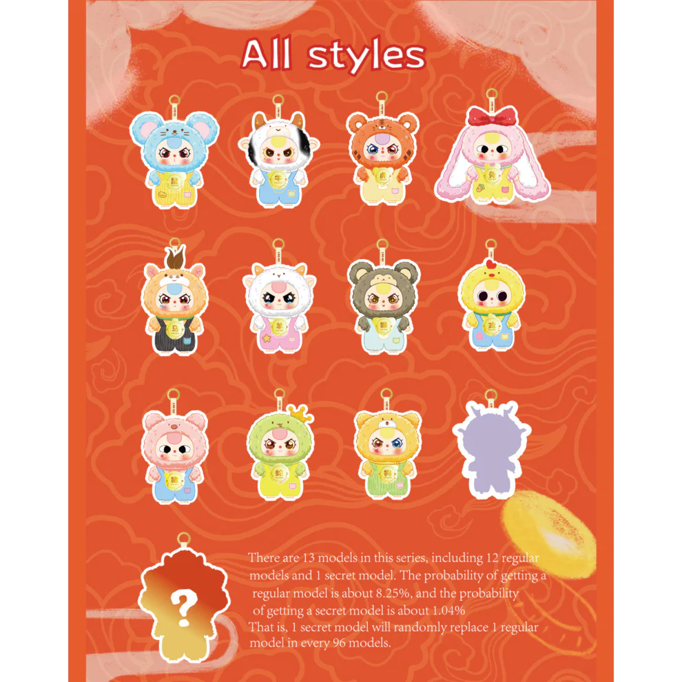 Baby Three - Twelve Zodiac V2 Plush Keyring Blind Box