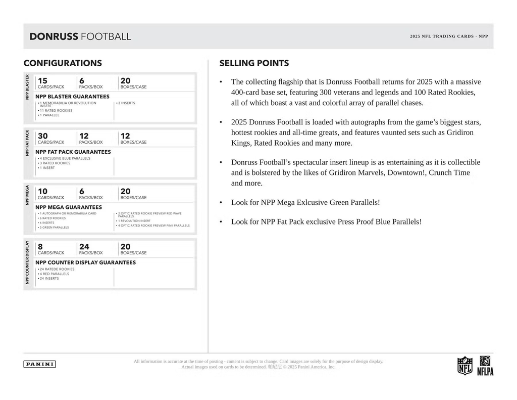 2025 Panini Donruss NFL Football Trading Card Fat Pack