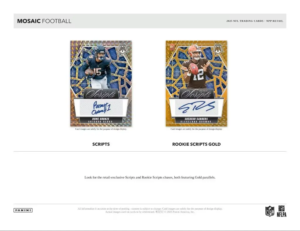 2025 Panini Mosaic NFL Football Trading Card Fat Pack (15 Cards)