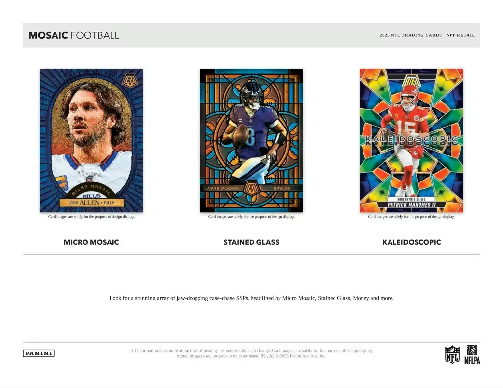 2025 Panini Mosaic NFL Football Trading Card Fat Pack (15 Cards)