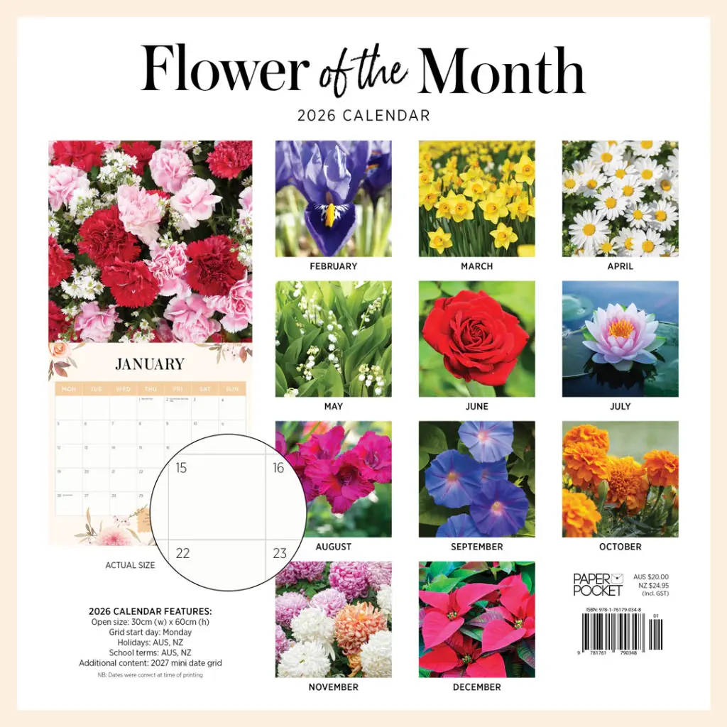 Flower of the Month 2026 Calendar