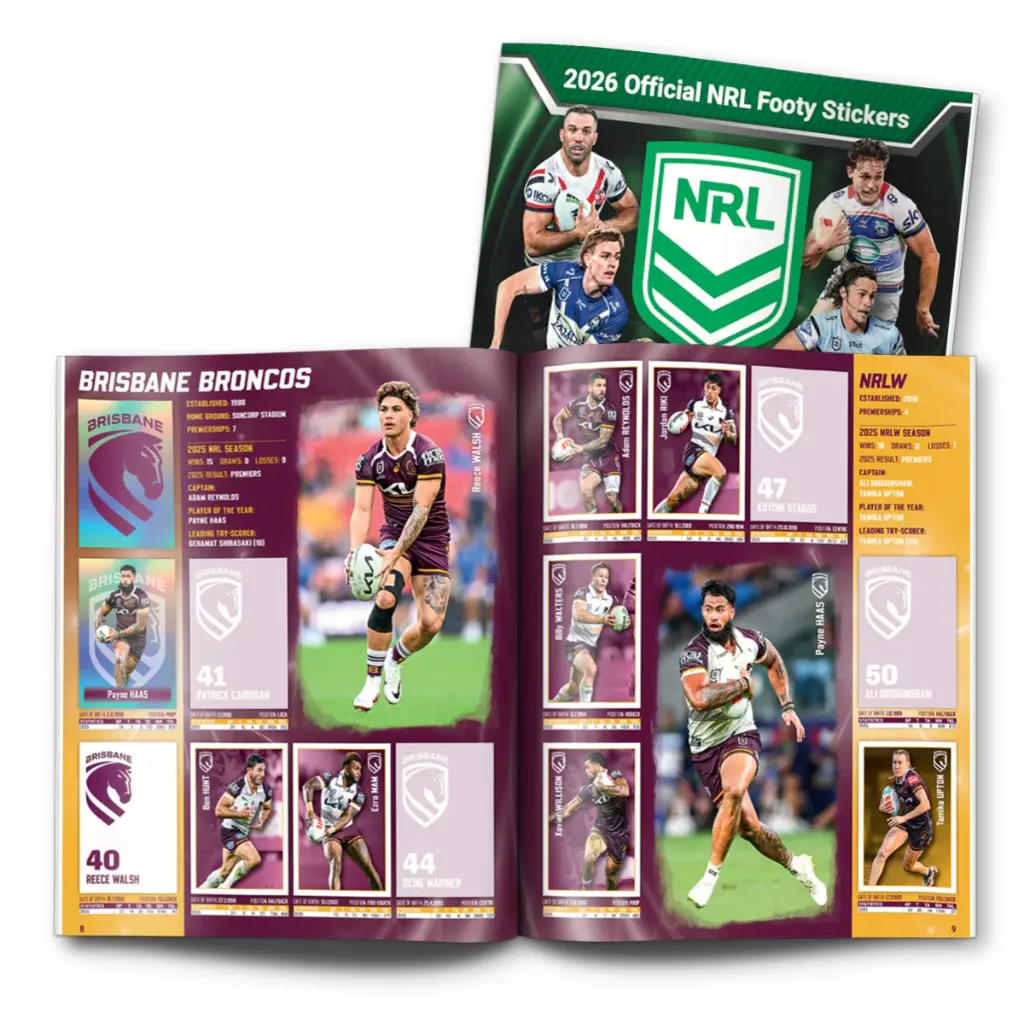 2026 NRL League Heroes Sticker Book (Includes 5 Packs)