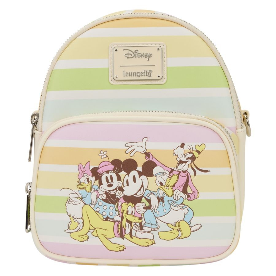 Disney - Mickey & Friends Rainbow Stripes Convertible Crossbody Bag - Loungefly