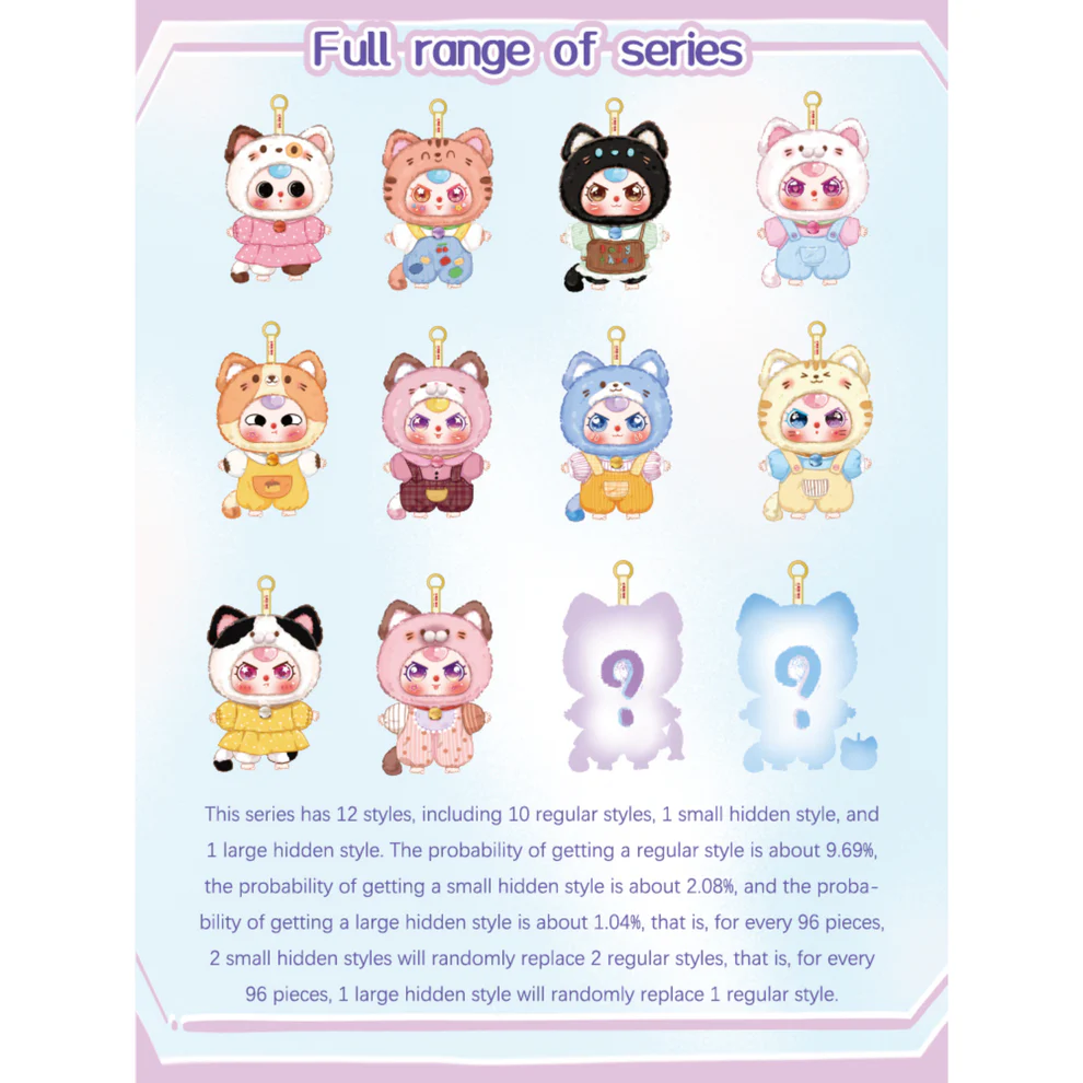 Baby Three - Cat Wardrobe Plush Keyring Blind Box