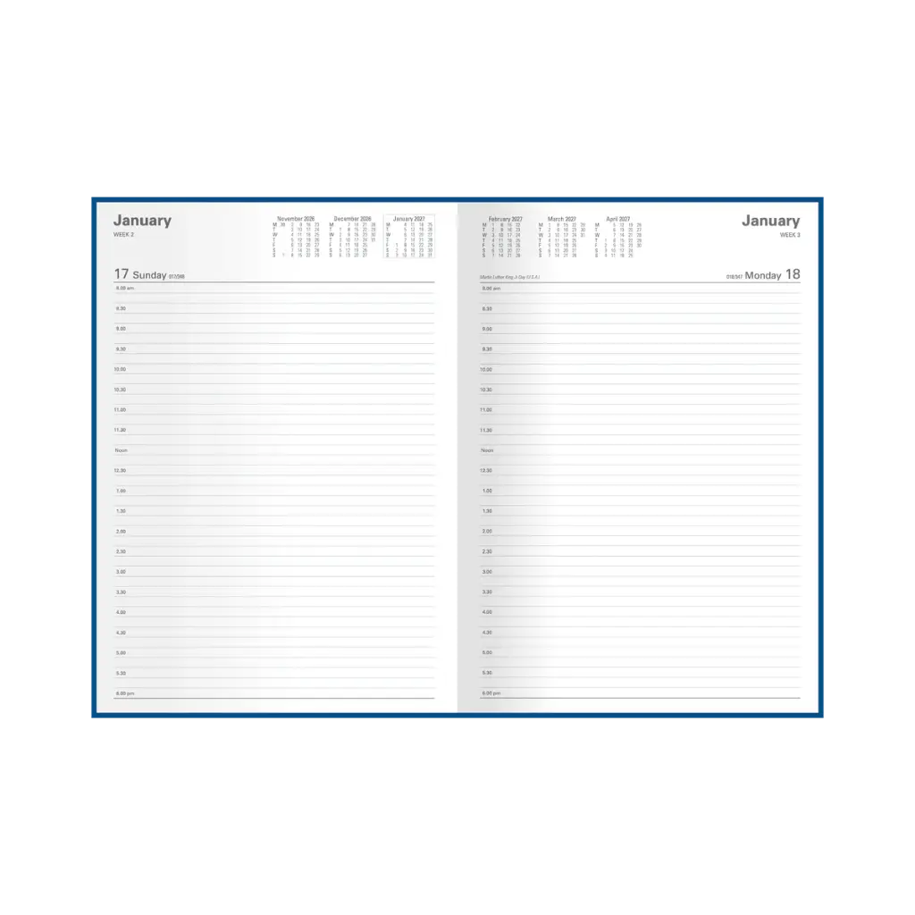 2026-2027 Financial Year Diary A4 Day-To-Page (DTP) Kingsgrove Blue - Collins Debden