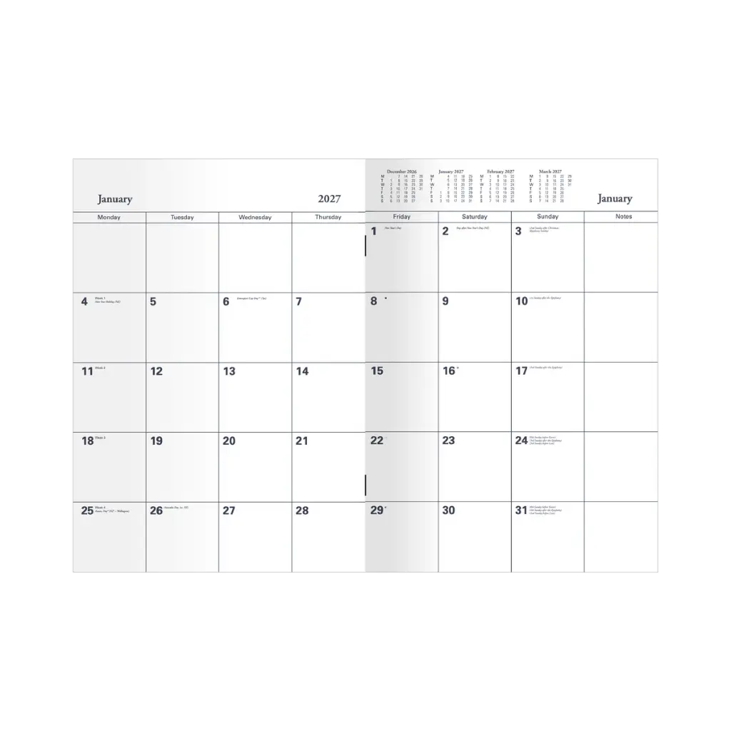 2027 Monthly Planner A4 Month-To-View (MTV) Colplan Blue - Collins Debden