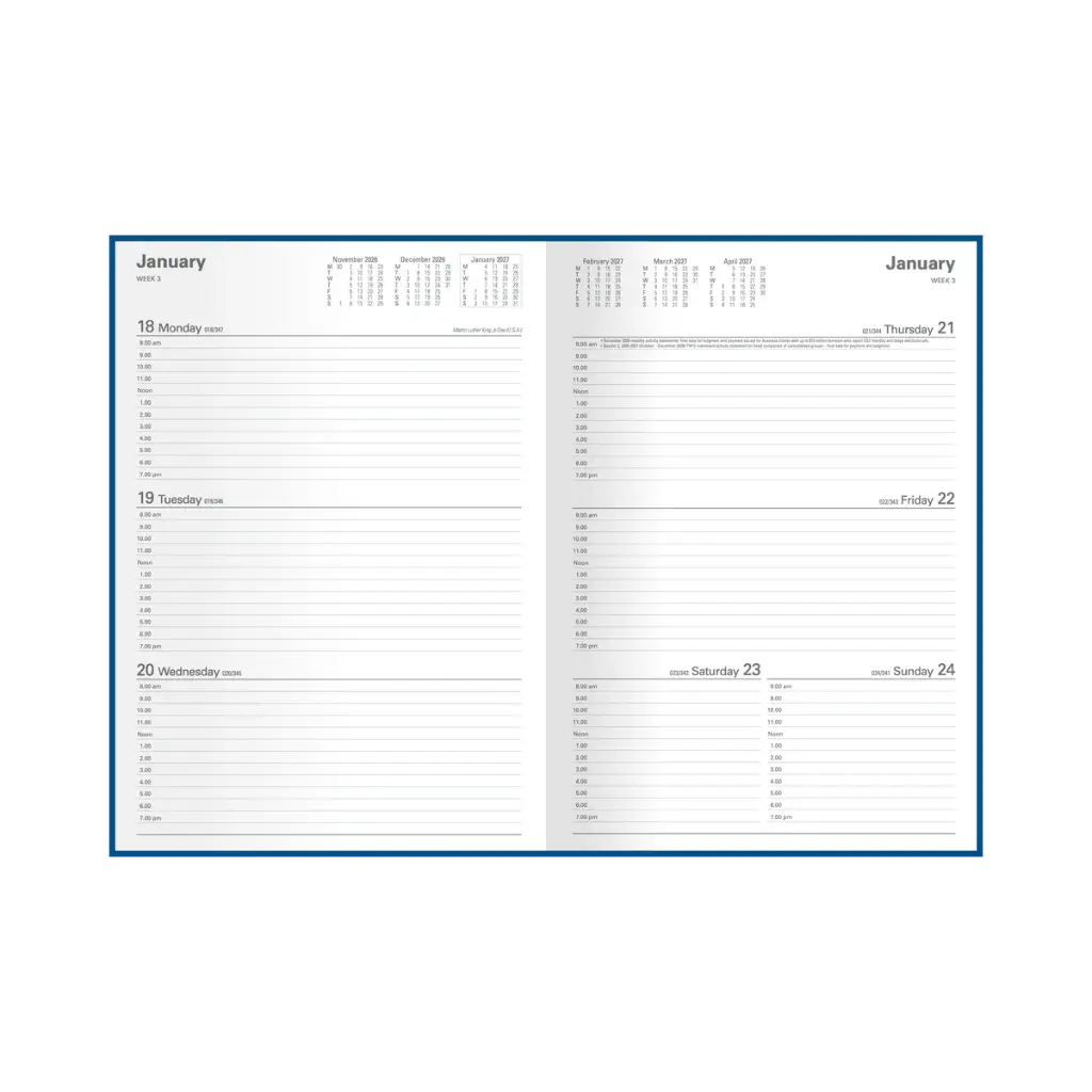 2026-2027 Financial Year Diary A4 Week-To-View (WTV) Kingsgrove Blue - Collins Debden