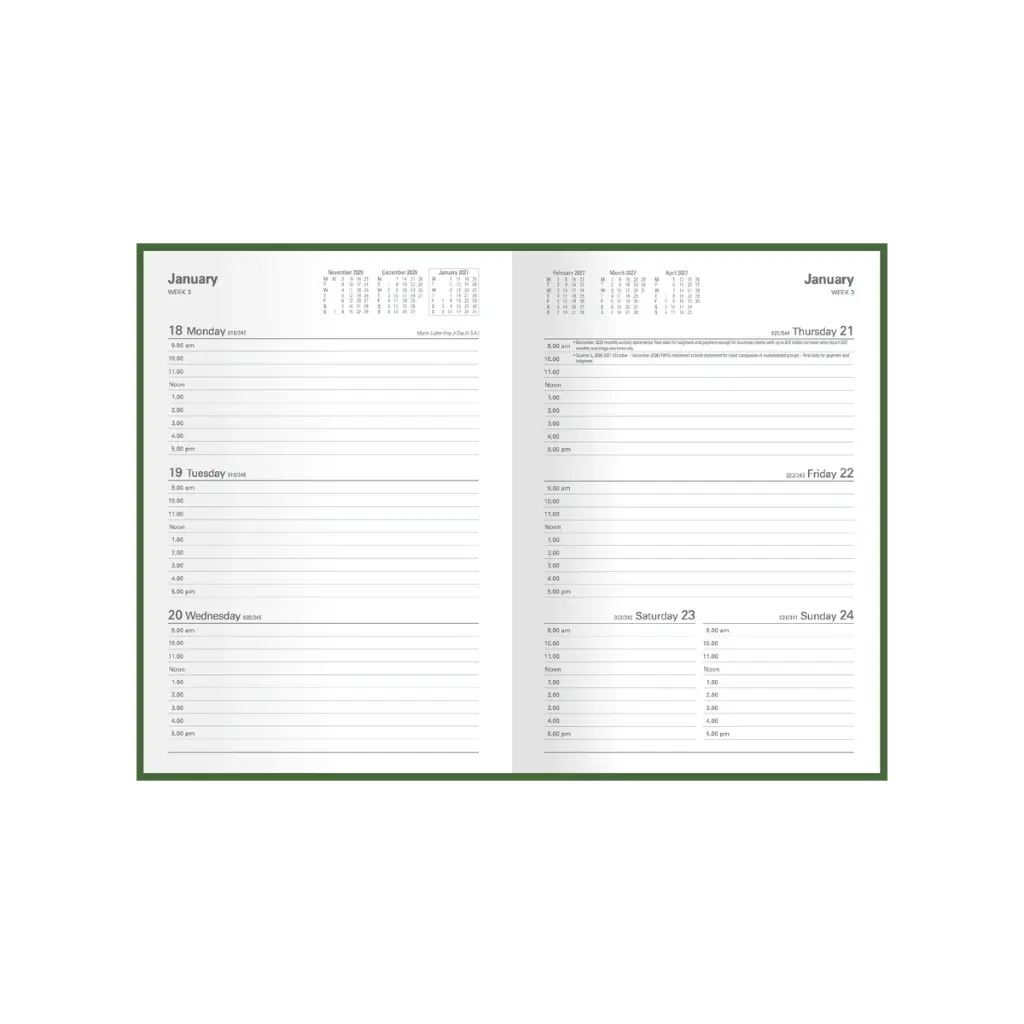 2026-2027 Financial Year Diary A5 Week-To-View (WTV) Black - Collins Debden