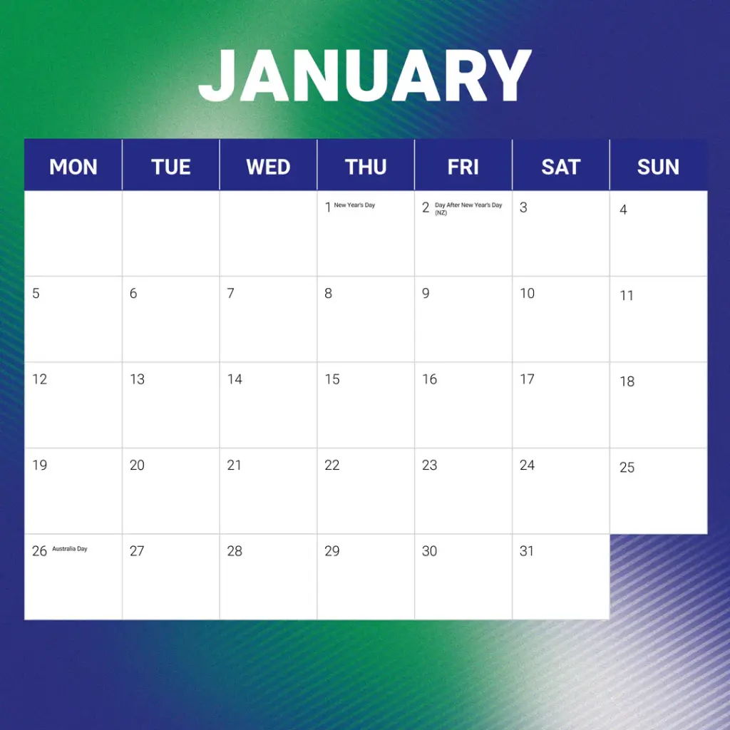 NRL Warriors 2026 Calendar