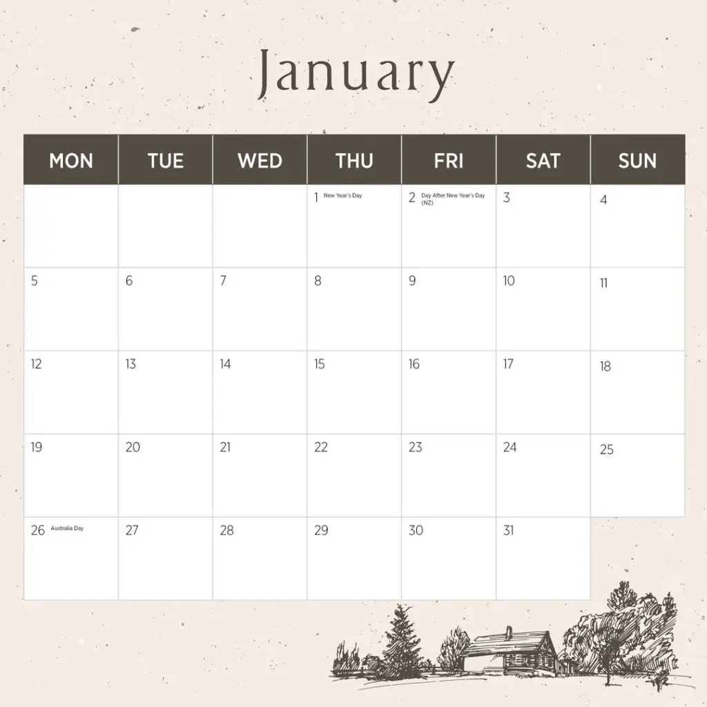English Countryside 2026 Calendar 