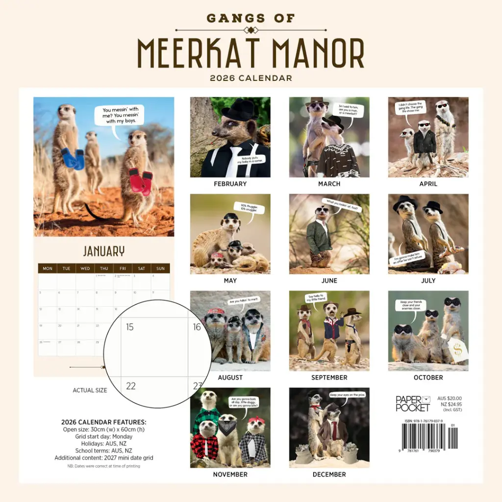 Gangs of Meerkat Manor 2026 Calendar
