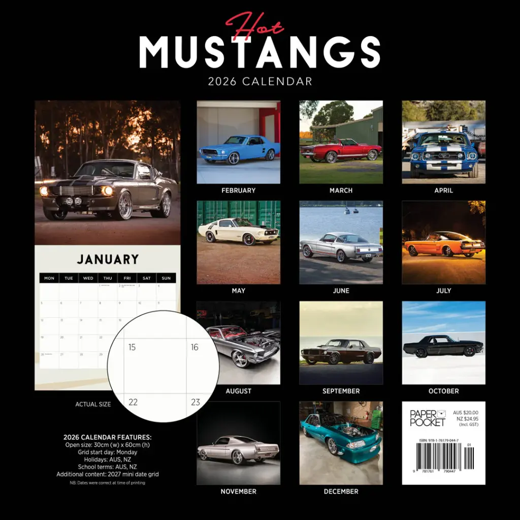 Hot Mustangs 2026 Calendar 