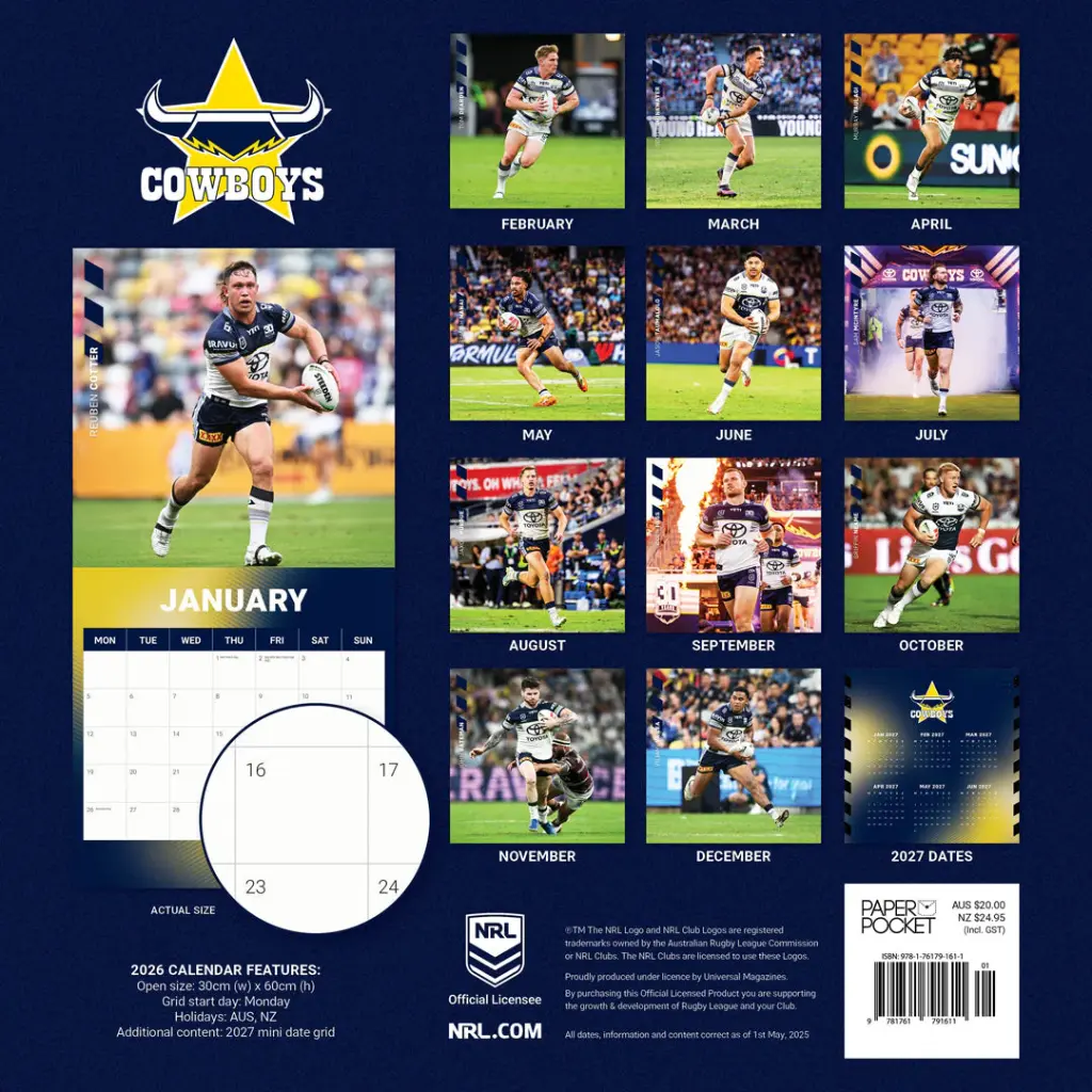 NRL North Queensland Cowboys 2026 Calendar