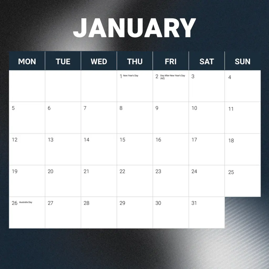 NRL Penrith Panthers 2026 Calendar