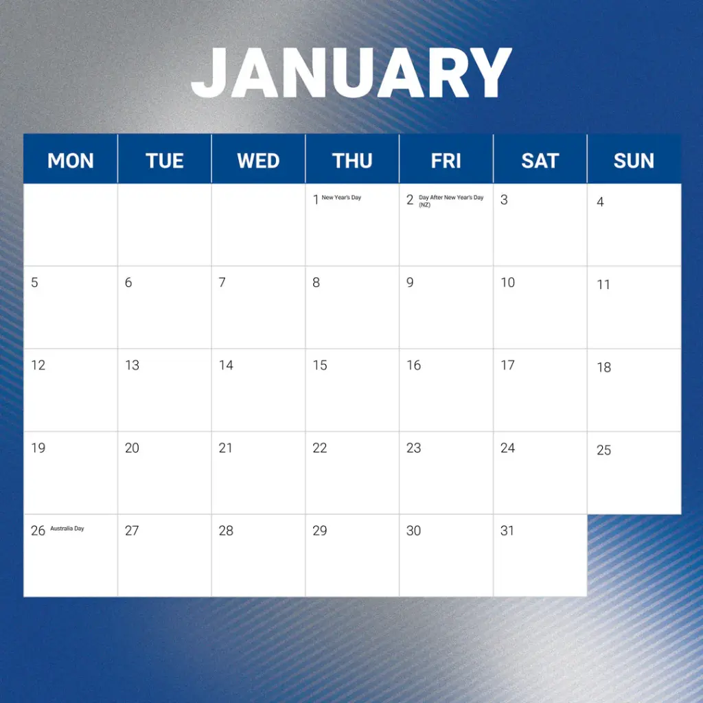 NRL Canterbury Bankstown Bulldogs 2026 Calendar