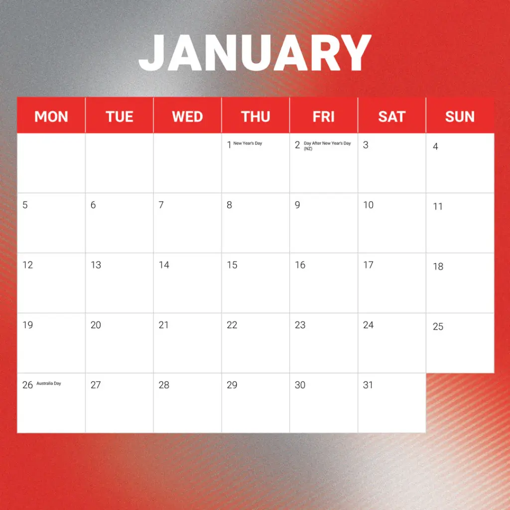 NRL St. George Illawarra Dragons 2026 Calendar