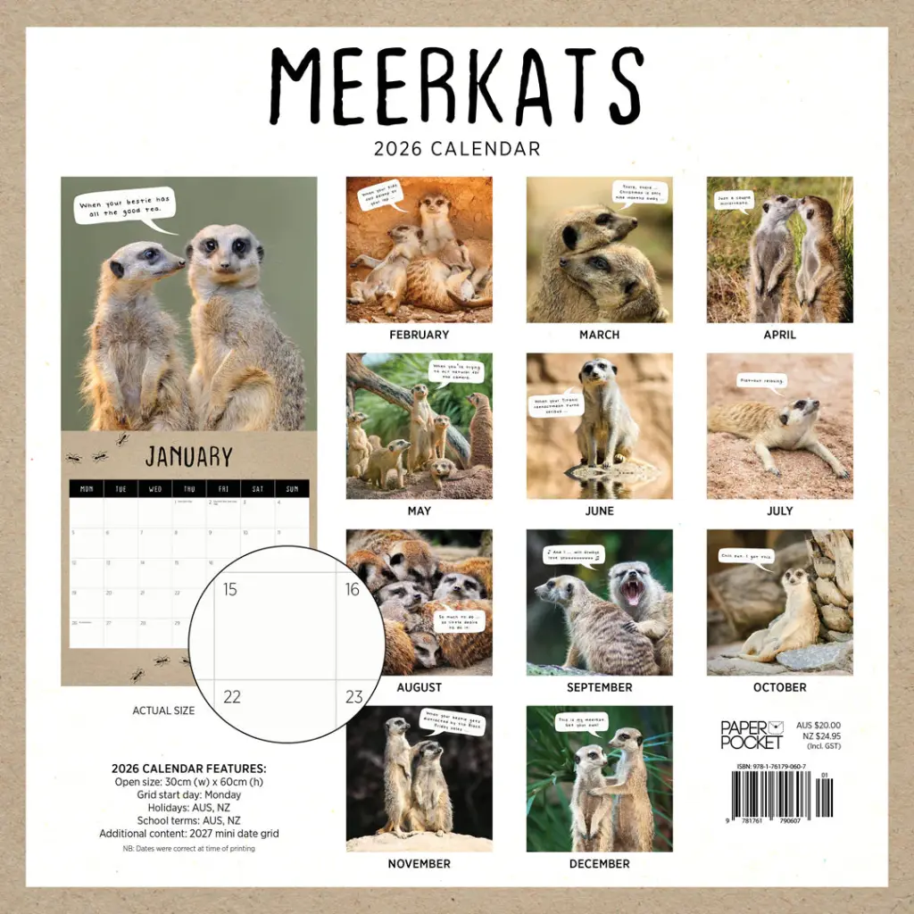 Meerkats 2026 Calendar