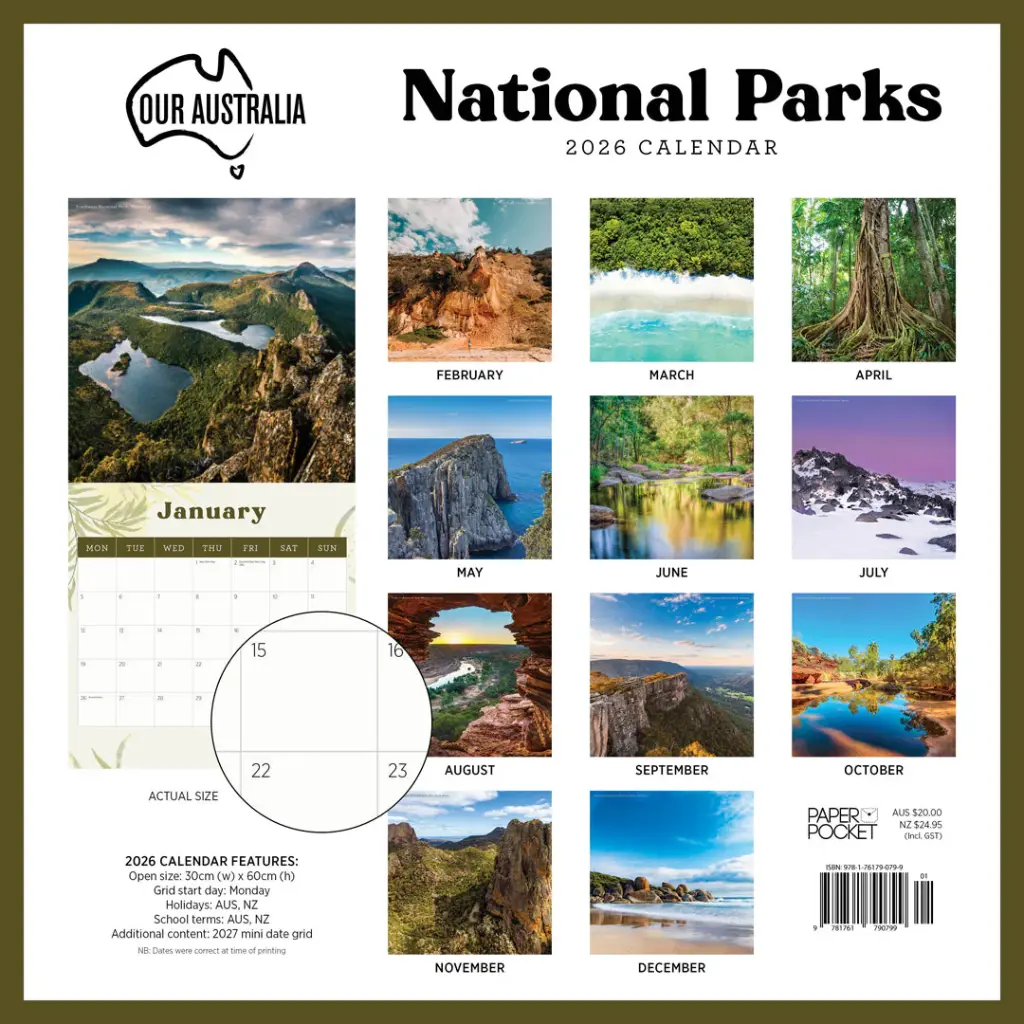 Paper Pocket Our Australia National Parks 2026 Calendar