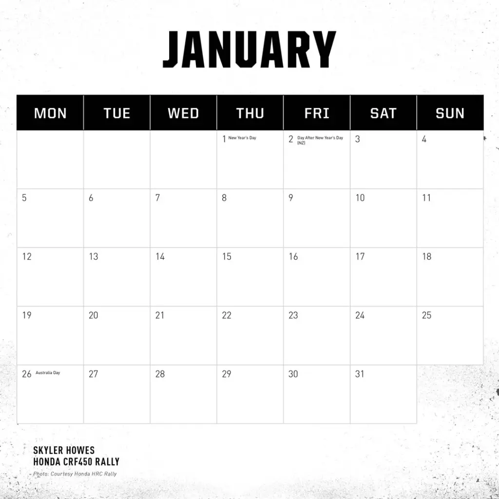 Paper Pocket Adventure Bike 2026 Calendar