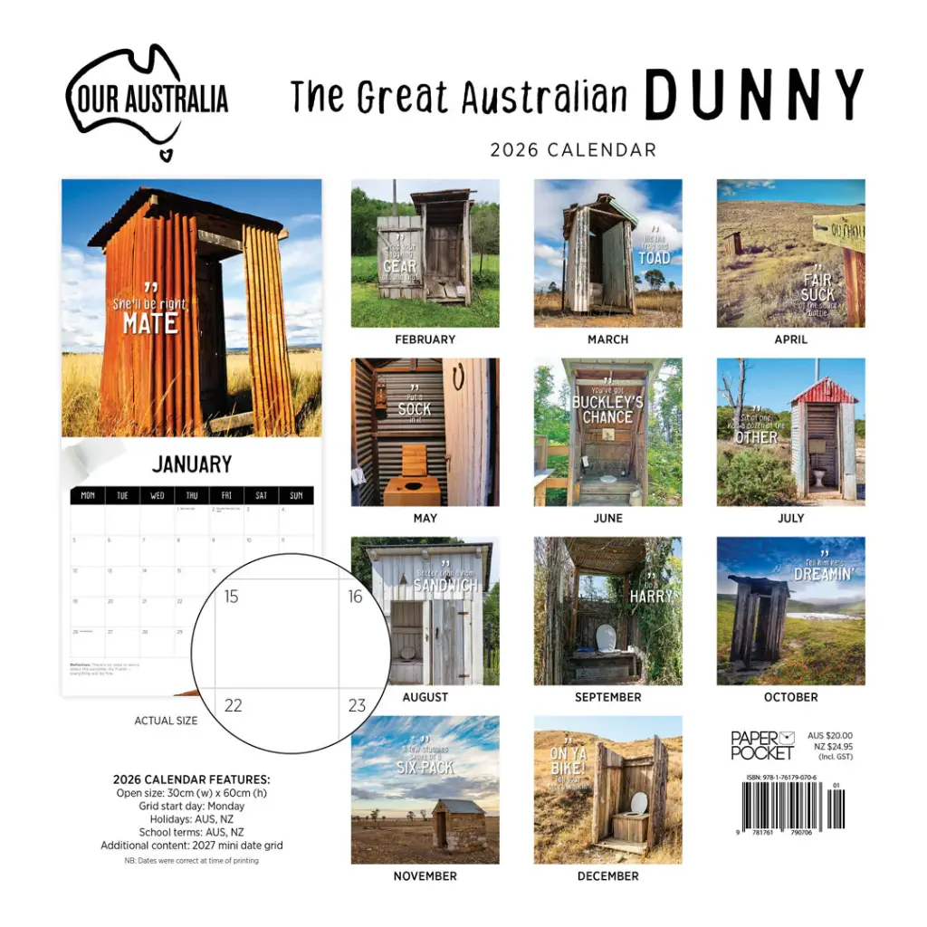 Paper Pocket Our Australia Dunny 2026 Calendar