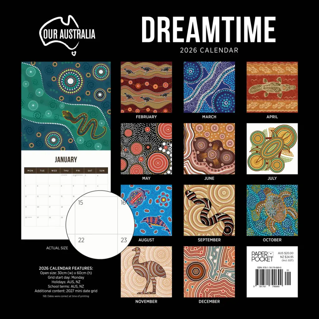 Paper Pocket Our Australia Dreamtime 2026 Calendar