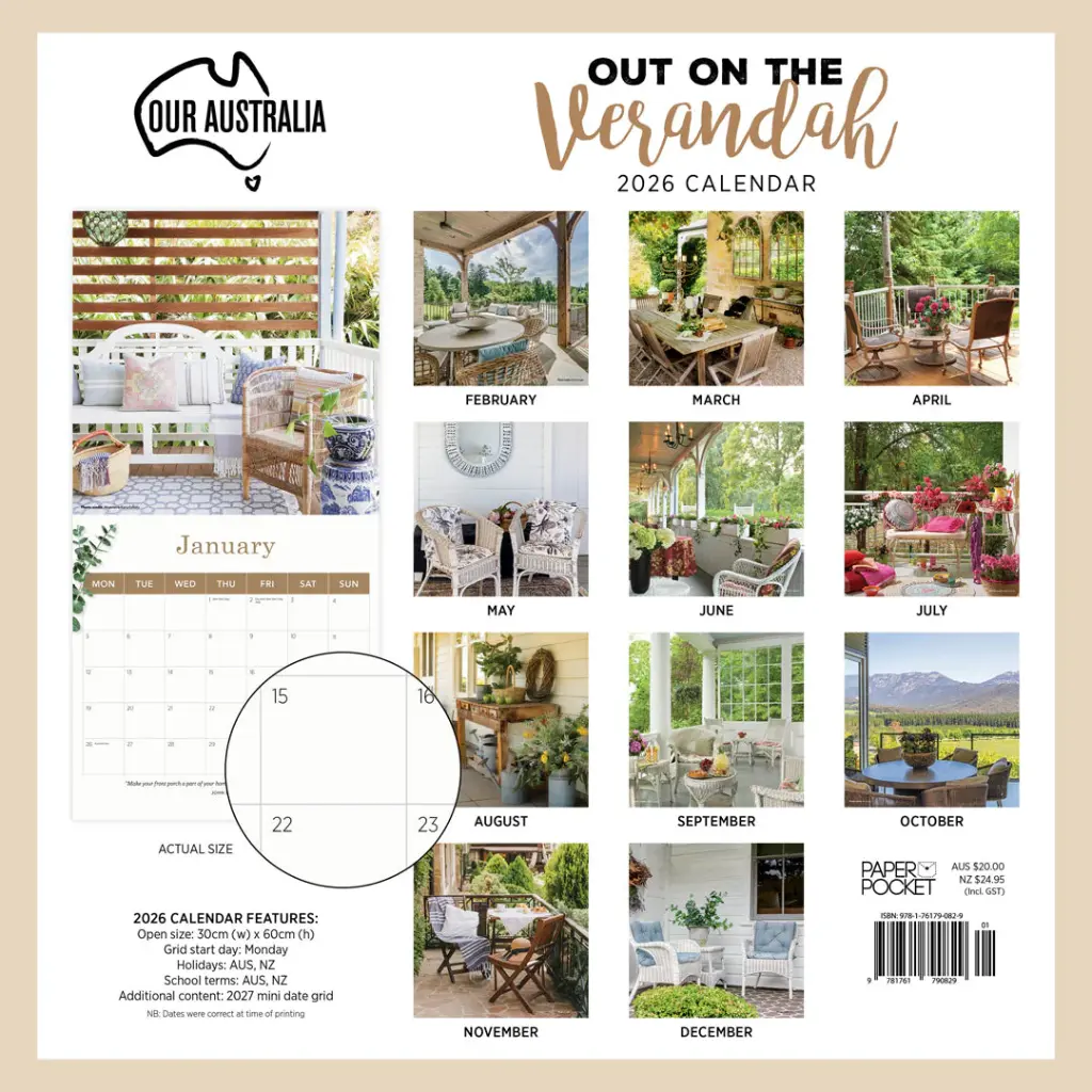 Paper Pocket Our Australia Out on the Verandah 2026 Calendar