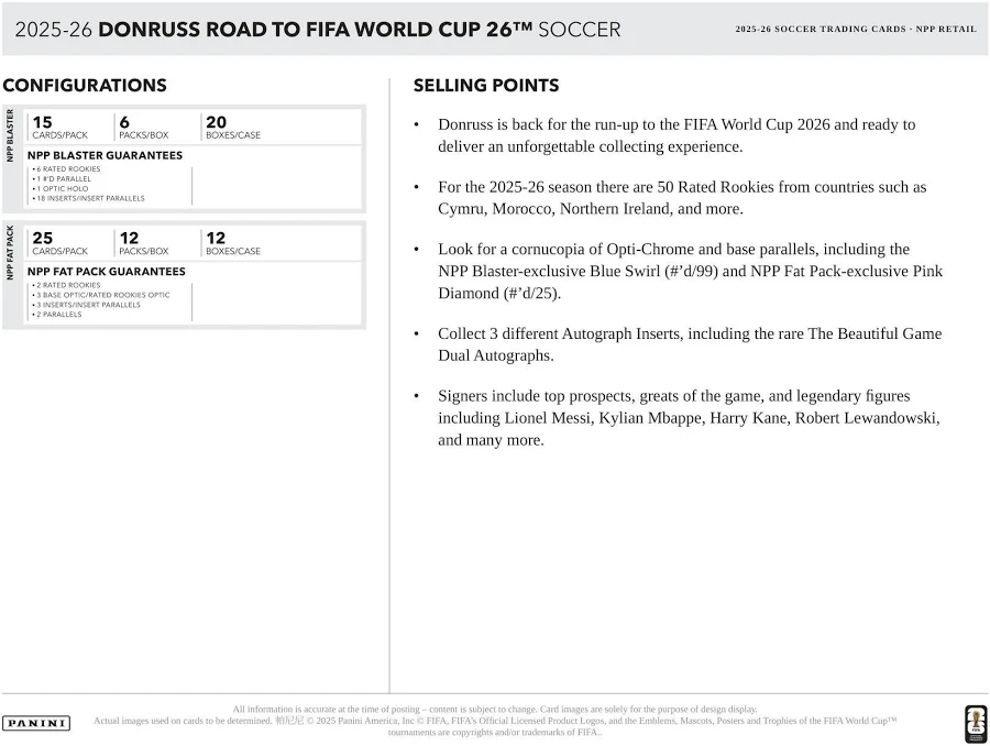 Panini Donruss 2025/2026 Road to World Cup Soccer Trading Card Blaster Box