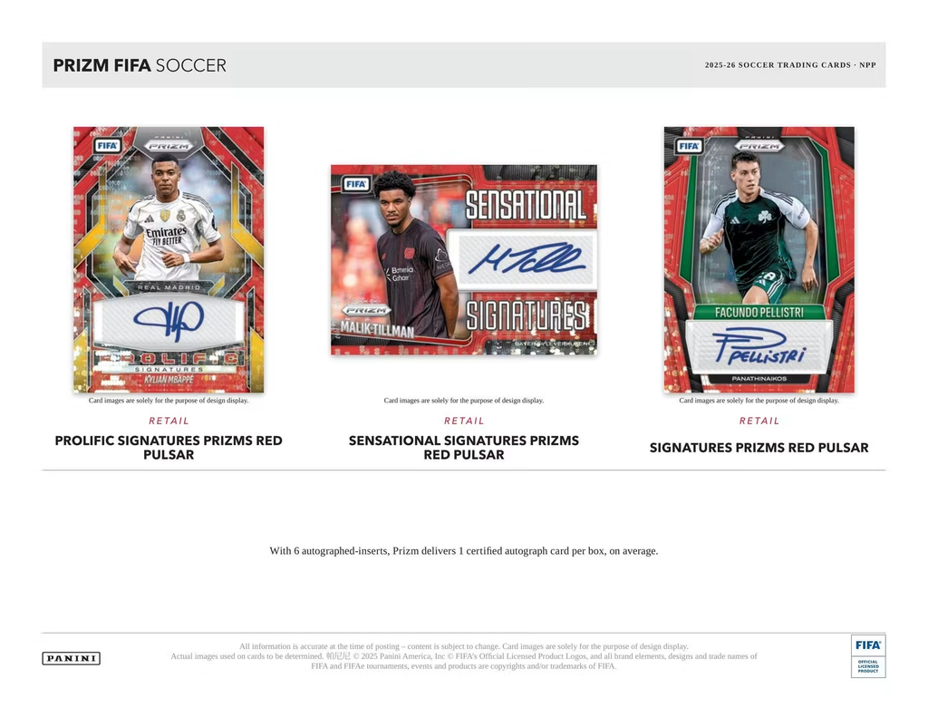 Panini Prizm 2025-2026 FIFA Soccer Trading Card Retail Booster Pack