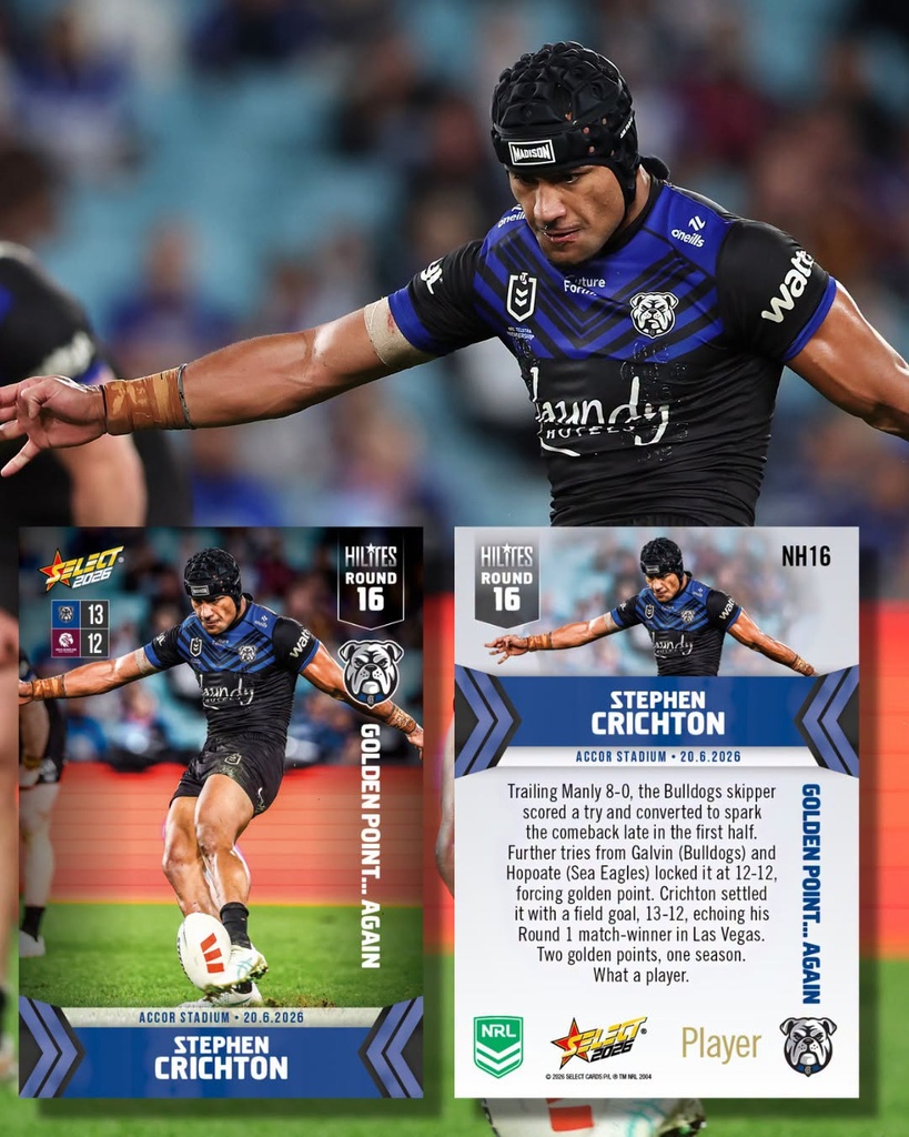Select Australia 2026 NRL Hilites Round 16 Card Stephen Crichton Canterbury-Bankstown Bulldogs