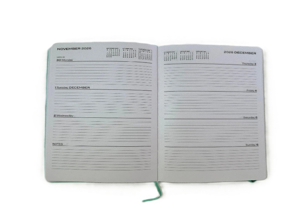 2026 - 2027 Financial Year Diary - A5 Week-To-View (WTV) Aqua