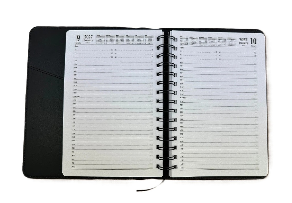 2026 - 2027 Financial Year Diary - A5 Day-To-A-Page (DTP) Spiral Black