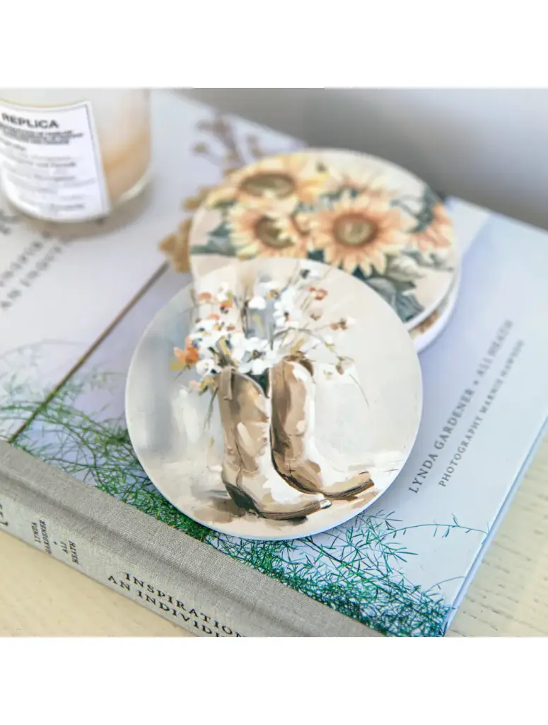 Saddle & Bloom Floral Boots Ceramic Coaster