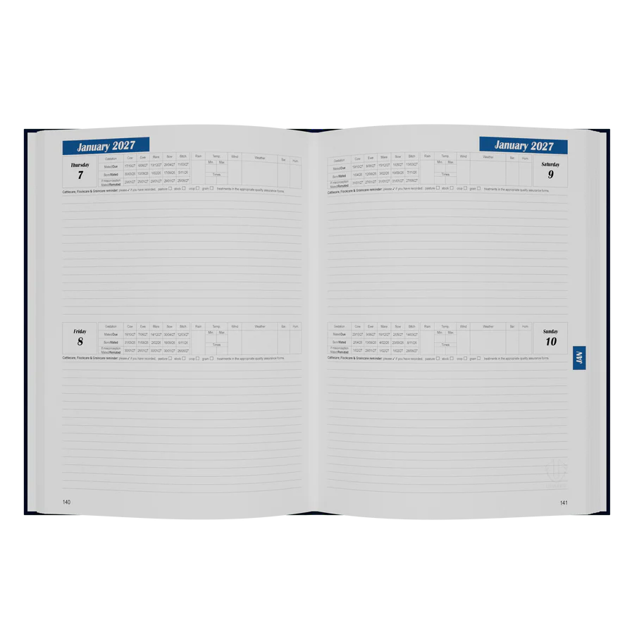 2026-2027 Financial Year Diary - A4 2 Days-To-A-Page (2DTP) Collins Upwards Blue