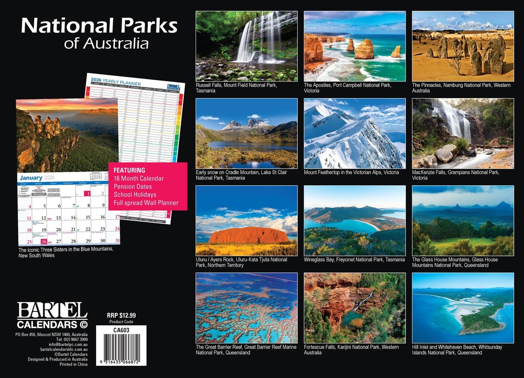 2026 Calendars National Parks Of Australia - Bartel 