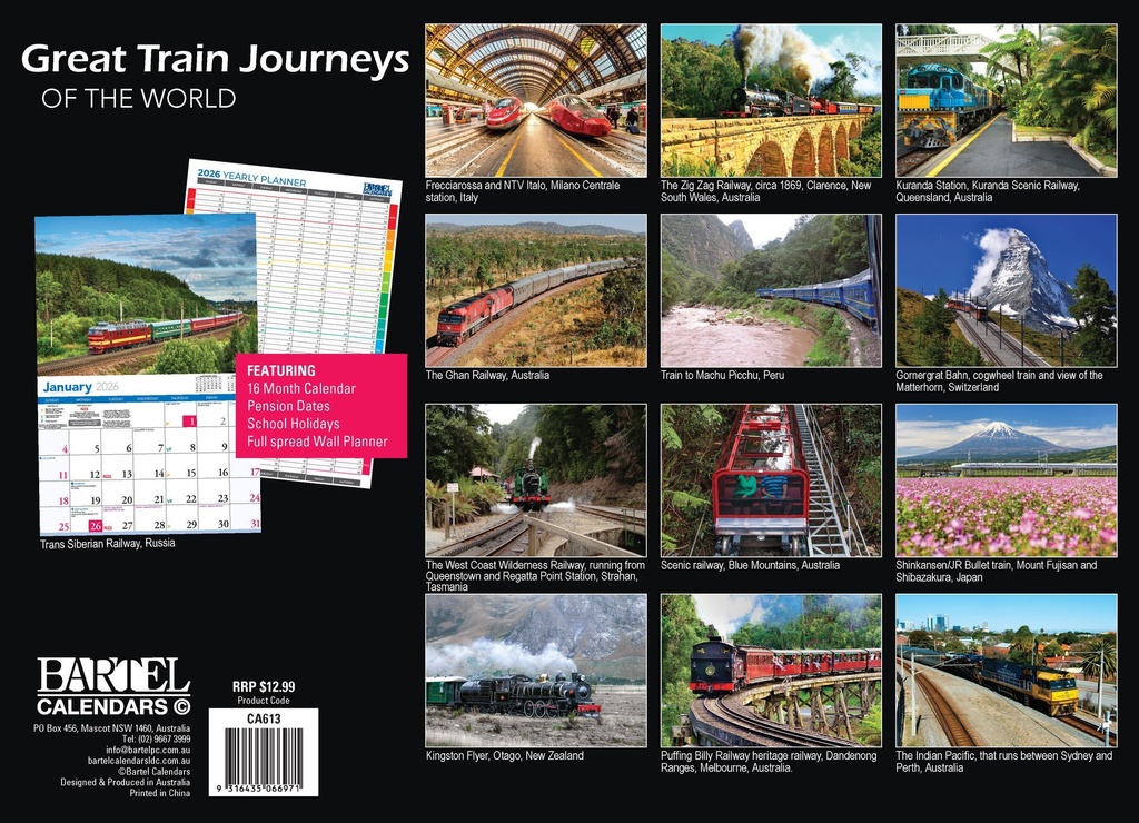 2026 Calendars Great Train Journeys Of The World -Bartel