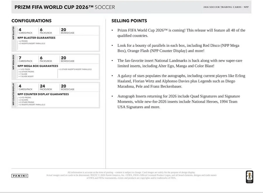 Panini Prizm 2026 FIFA World Cup Soccer Blaster Box