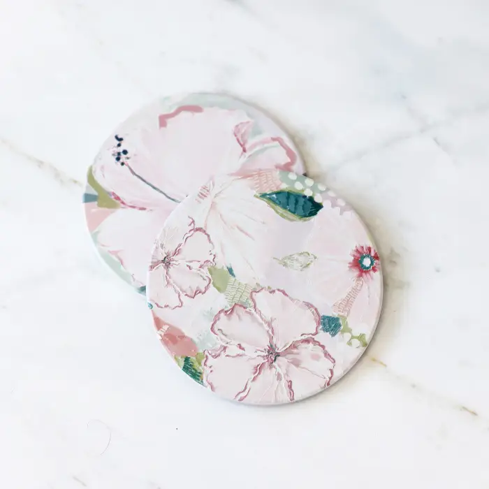 Love, Vera Clay Floral Ceramic Coaster