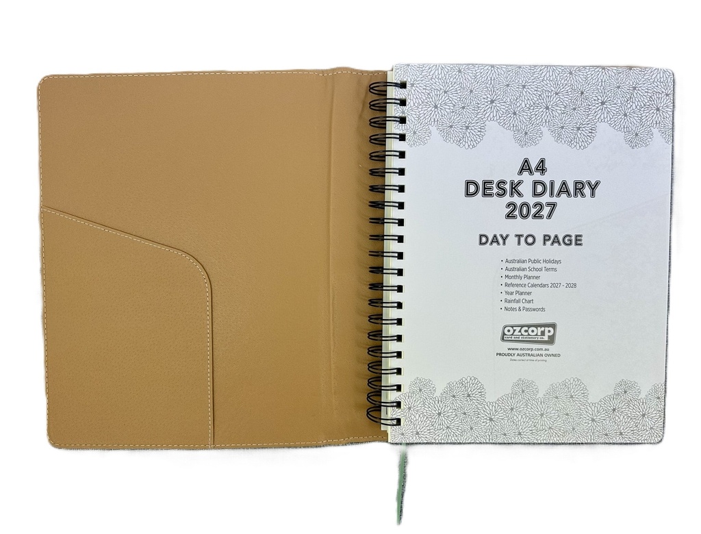 2027 Diary A4 Day-To-A-Page (DTP) Spiral Olive Green