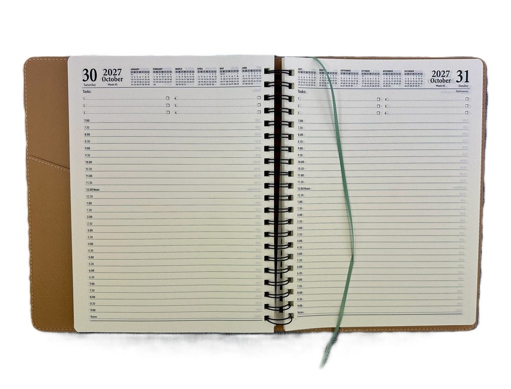 2027 Diary A4 Day-To-A-Page (DTP) Spiral Olive Green