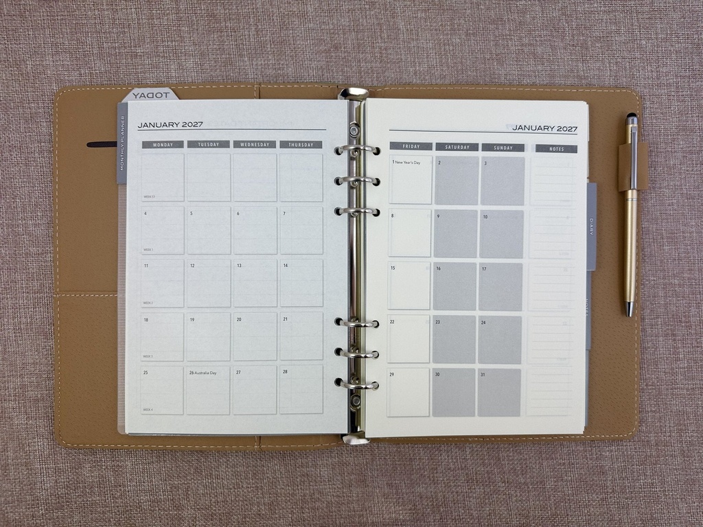 2027 Diary A5 Week-To-View (WTV) Slim Spiral Organiser with Pen - Olive Green