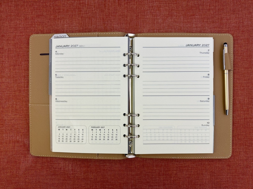 2027 Diary A5 Week-To-View (WTV) Slim Spiral Organiser with Pen - Stormy Blue