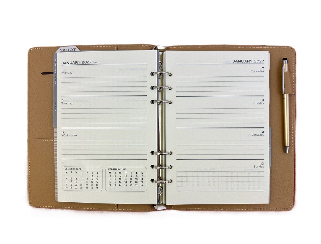 2027 Diary A5 Week-To-View (WTV) Slim Spiral Organiser with Pen - Stormy Blue
