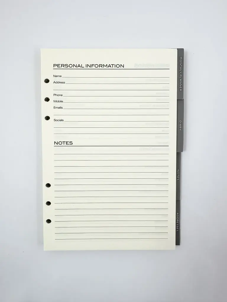 2027 Diary and Organiser A5 Week-To-View (WTV) Refill