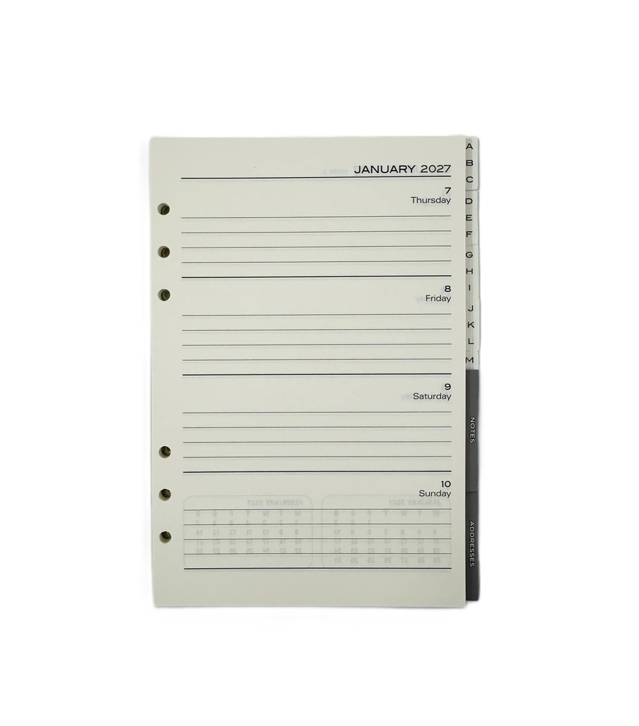 2027 Diary and Organiser A5 Week-To-View (WTV) Refill