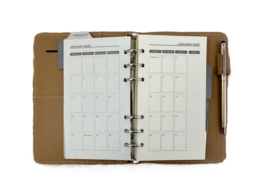 2027 Diary B6 Week-To-View (WTV) Slim Spiral Organiser with Pen - Black