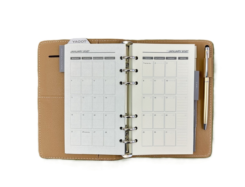 2027 Diary B6 Week-To-View (WTV) Slim Spiral Organiser with Pen - Raspberry