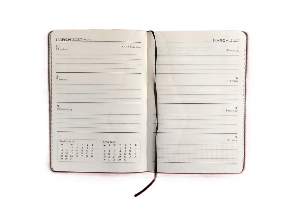 2027 Diary A5 Week-To-View (WTV) Black